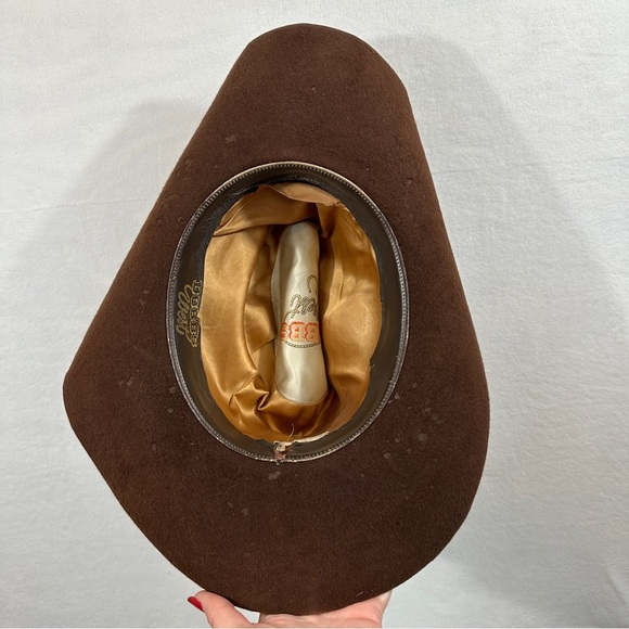 Dobbs West brown felt cowboy hat distressed vintage western - Picture 11 of 16